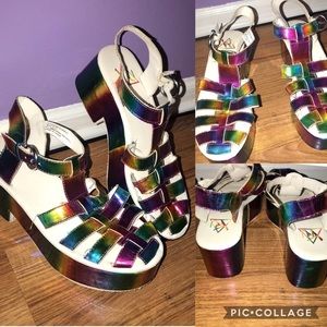 Y.R.U 🌈Rainbow🌈Platforms sandals!!
